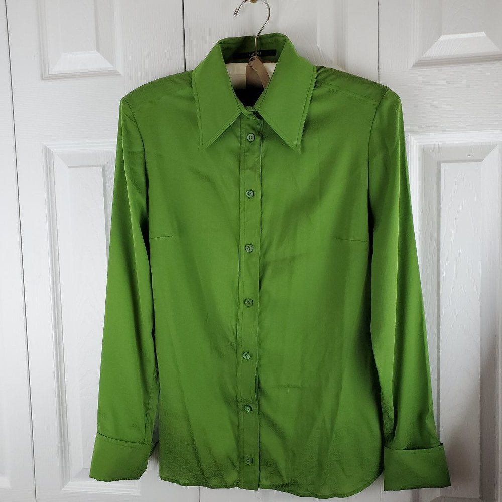 Gucci Emerald Green Silk Blouse Size US Size 8/ITSize  44